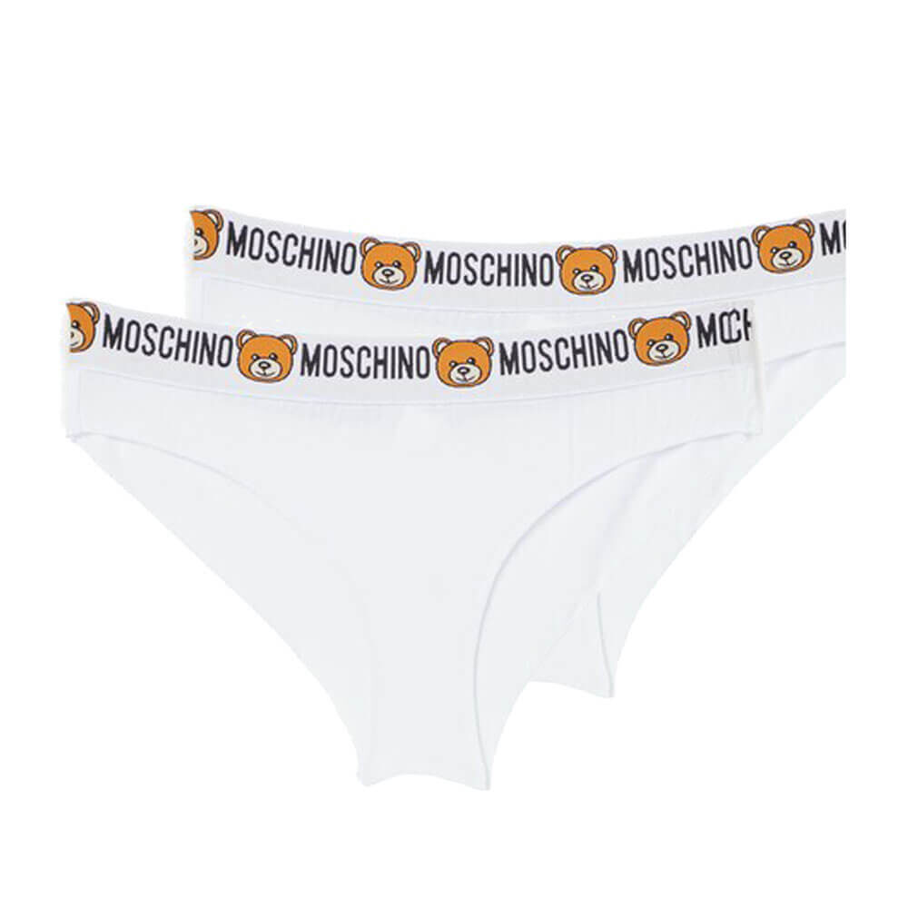 MOSCHINO 2 PACK DONNA BRAZILIAN BRIEF ZUA4711 9003 1 BIANCO