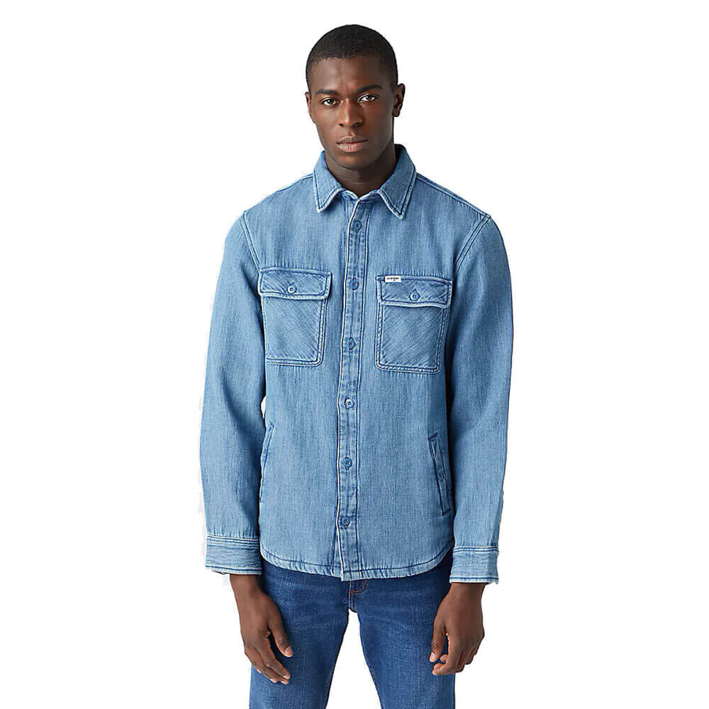 Wrangler Camicia Overshirt Mid Indigo W5B23Lx8E Blue