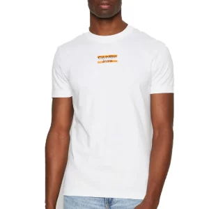 Calvin Klein T shirt uomo transparent stripe J30J322872 YAF Bianco
