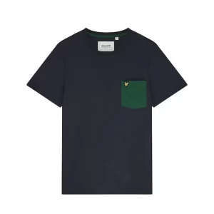 Lyle & Scott T Shirt Contrast Pocket TS831VOG W743 Dark Navy English Green