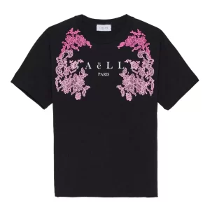 Gaelle t shirt donna con stampa e ricamo GBDP16960 Nero
