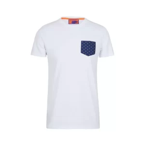 Gallo T Shirt uomo girocollo taschino pois AP513725 10674 Bianco Blu