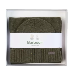 BARBOUR Carlton Fleck Beanie & scarf MGS0047 OL31 Olive