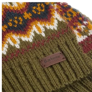 BARBOUR Fairisle beanie & scarf Olive MGS0078 OL11