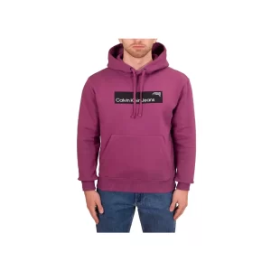 Calvin Klein felpa con cappuccio uomo Hyper Real Box Logo J30J324106VAC Amaranto