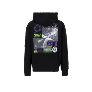 Alpha Industries Felpa uomo con cappuccio Skylab NASA Hoodie 138336A 246 Black green