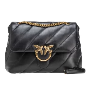 Pinko Love Puff Big CL sheep nappa nero old gold 100037A0F2 Z99Q