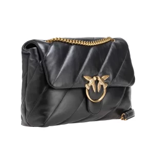 Pinko Love Puff Big CL sheep nappa nero old gold 100037A0F2 Z99Q