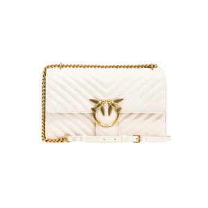 Pinko Love one classic dc sheppa nappa chevron white antique gold 100941 A0GK Z14Q