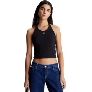 Calvin Klein Top Slub Rib Halterneck J20J223101BEH Black