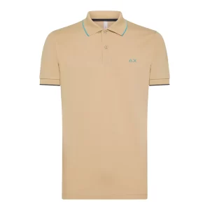 SUN68 Polo uomo small stripes on collar A34113 16 Beige