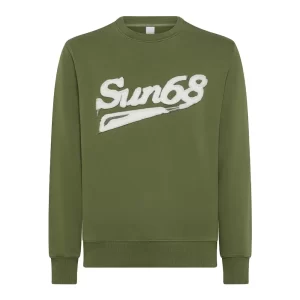 SUN68 felpa uomo girocollo F34126 37 Verde scuro