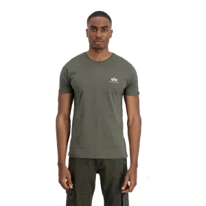 Alpha Industries T shirt uomo Basic Small Logo 188505 11 Olive