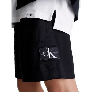 Calvin Klein Bermuda uomo Linen Short J30J325475BEH Nero