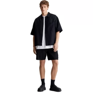 Calvin Klein Camicia maniche corte uomo Linen J30J325173BEH Nero