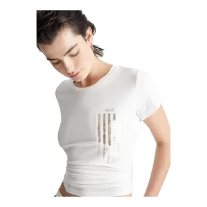 Liu Jo T shirt donna maniche corte TA4136 JS003 Q9008 Light Ivory Pocket
