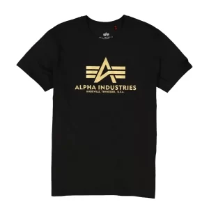 Alpha Industries T shirt uomo Basic carbon 100501CB 365 Black Gold