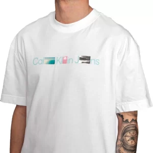 Calvin Klein t shirt uomo Fhotoprint instituti J30J325195YAF Bright White