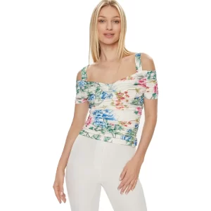 Guess Emily Top donna W4GP17 KBAC2 P0GT Hanoi Pink White