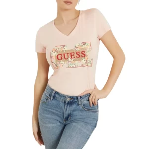 Guess T shirt donna Logo Flowers W4GI23 J1314 G6K8 Wanna Be Pink