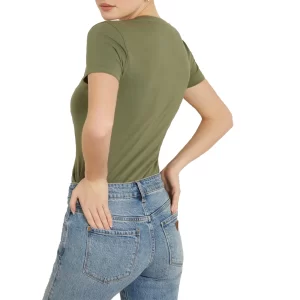 Guess T shirt donna Logo Flowers W4GI23 J1314 G831 Lichen Leaf Green