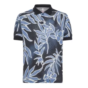 SUN68 Polo Linen all over print A34135 07 Navy Blue