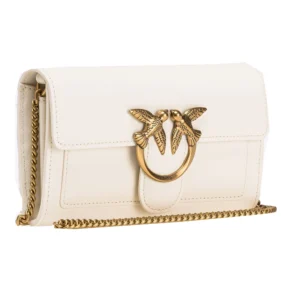Pinko Portafoglio Love One Wallet Chevron vitello Seta 100062A0F1Z14Q White