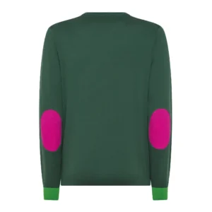 SUN68 maglia girocollo uomo Round ELBOW CONTR K44127 37 Verde Scuro retro