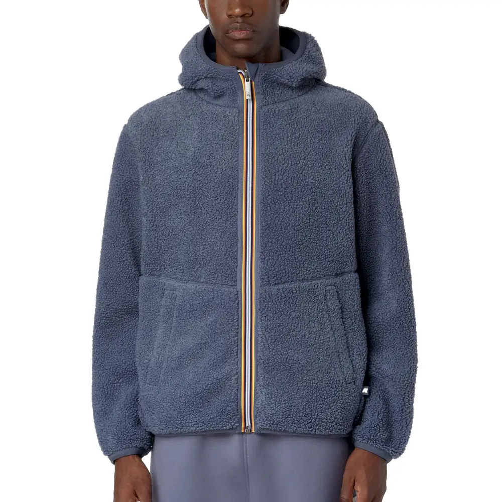 K Way Felpa Uomo Jack Sherpa Polar Double K4122UW ASF Grey Blue Avio Abbigliamento Mediterraneo