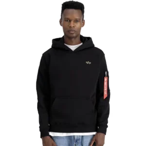 Alpha Industries Felpa con Capuccio 3D Small Logo 148337 03 Black
