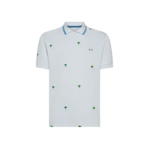 SUN68 Polo uomo full embroidery logo A35128 01 Bianco