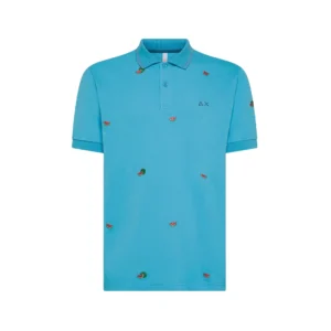 SUN68 Polo uomo full embroidery logo A35128 13 Turchese