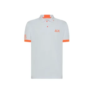 SUN68 Polo uomo logo fluo A35122 01 Bianco