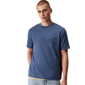 Calvin Klein T shirt uomo CK applique J30J327494CK1 Vintage Indigo