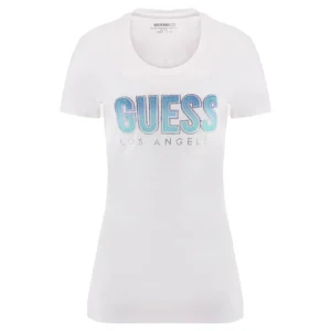 Guess T-Shirt Donna Glitter decline Tee W5GI14 J1314 G011 Pure White