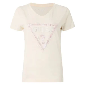 Guess T-Shirt Donna Python Triangle Tee W5RI21 J1314 G012 Cream White
