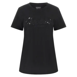 Guess T-Shirt Donna Script Lace W5RI08 K9RM1 JBLK Jet Black