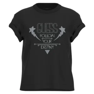 Guess T-Shirt Donna Sleeves strass W5RI06 I3Z14 JBLK Jet Black