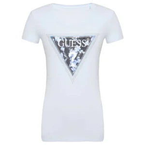 Guess T-Shirt Donna Triangle Flower Tee W5RI00 J1314 G7S1 Airway Blue