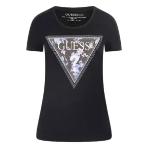 Guess T-Shirt Donna Triangle Flower Tee W5RI00 J1314 JBLK Jet Black