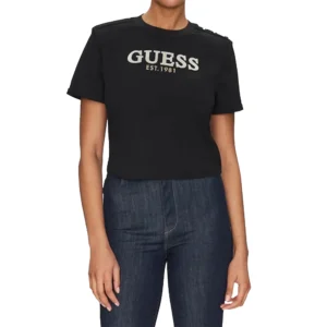Guess T shirt cropped Washed Logo W5GI15 K8FQ4 JBLK Jet Black