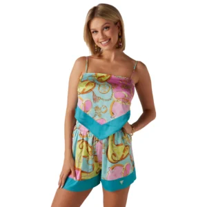 Guess Top donna E5GH02 WH4V0 P7WO Chains Acqua