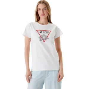 Guess T-shirt Flower Bling W5YI38 I3Z14 G011 White