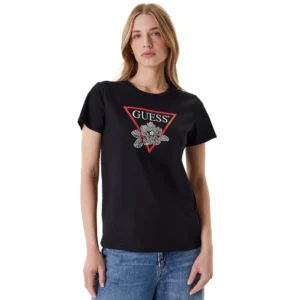 Guess T-shirt Flower Bling W5YI38 I3Z14 JBLK Black