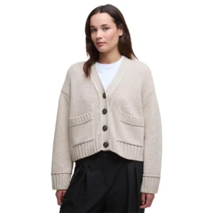 BARBOUR Cardigan Donna Faye Knitted LKN1681 ST53 Oatmeal