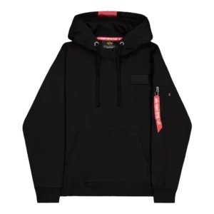 Alpha Industries Felpa con cappuccio Red Stripe Hoodie Uomo F178314 03 Black