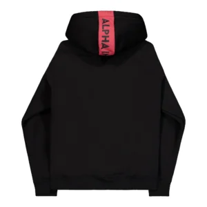 Alpha Industries Felpa con cappuccio Red Stripe Hoodie Uomo F178314 03 Black