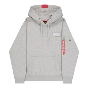 Alpha Industries Felpa con cappuccio Red stripe Hoodie Uomo F178314 17 Grey Heather