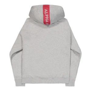 Alpha Industries Felpa con cappuccio Red stripe Hoodie Uomo F178314 17 Grey Heather