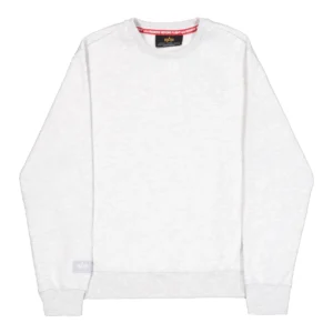 Alpha Industries Felpa girocollo Label Sweater Uomo F258307 752 Pastel Grey Melange
